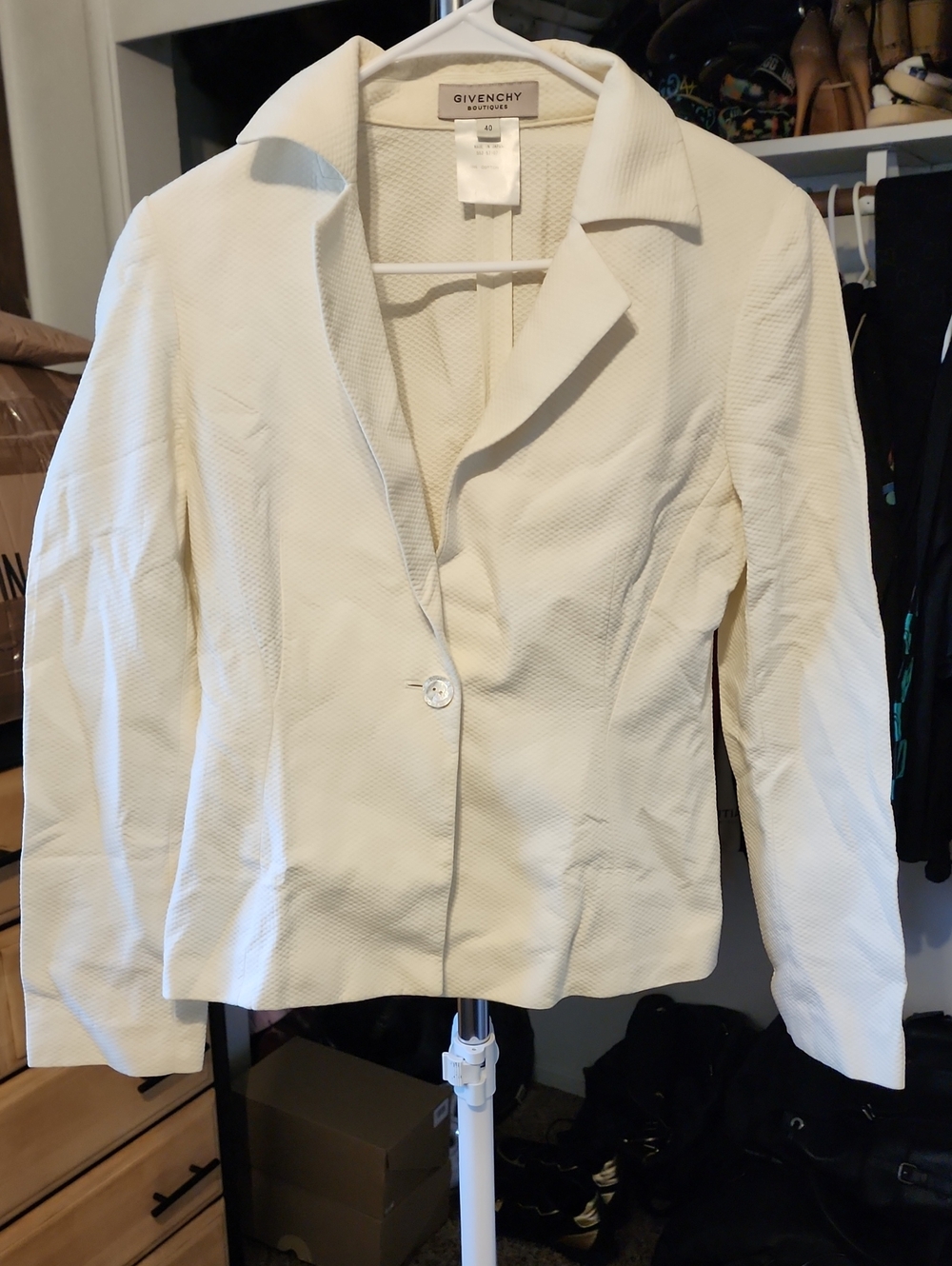 Givenchy Cream Single-Button Tailored Blazer - Made In Japan RARE Size 40 Medium